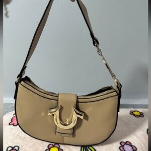 True Religion Tan Shoulder Bag with Metal Accents